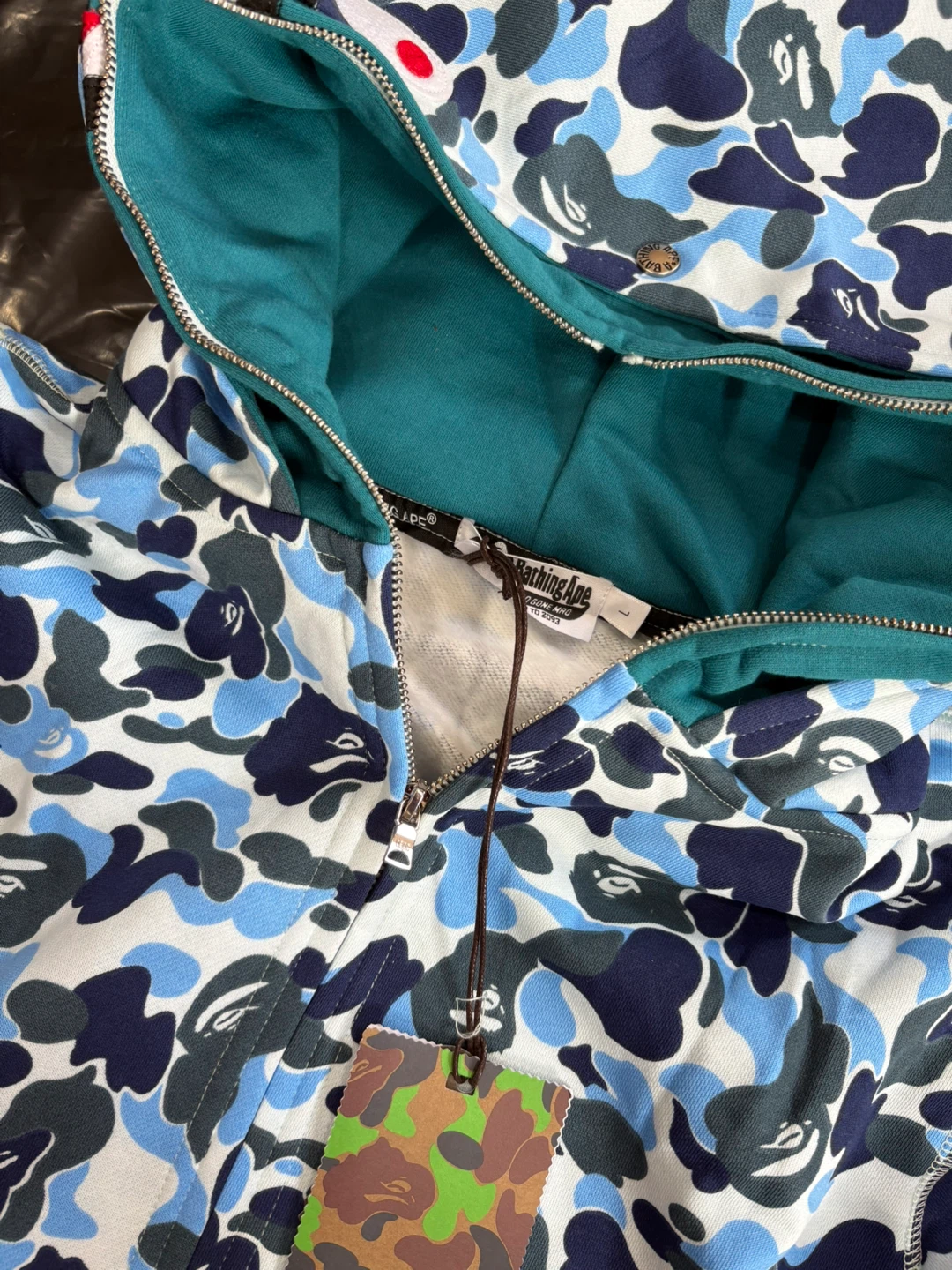 A bathing ape double hooded light blue zip up - photo 4