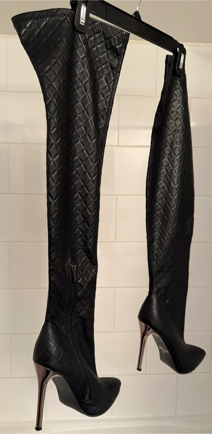 Black Thigh High Heel Boots - photo 3