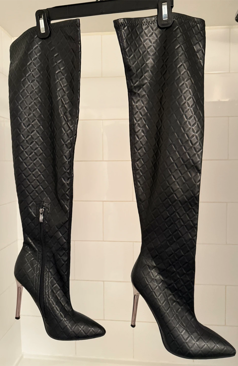 Black Thigh High Heel Boots