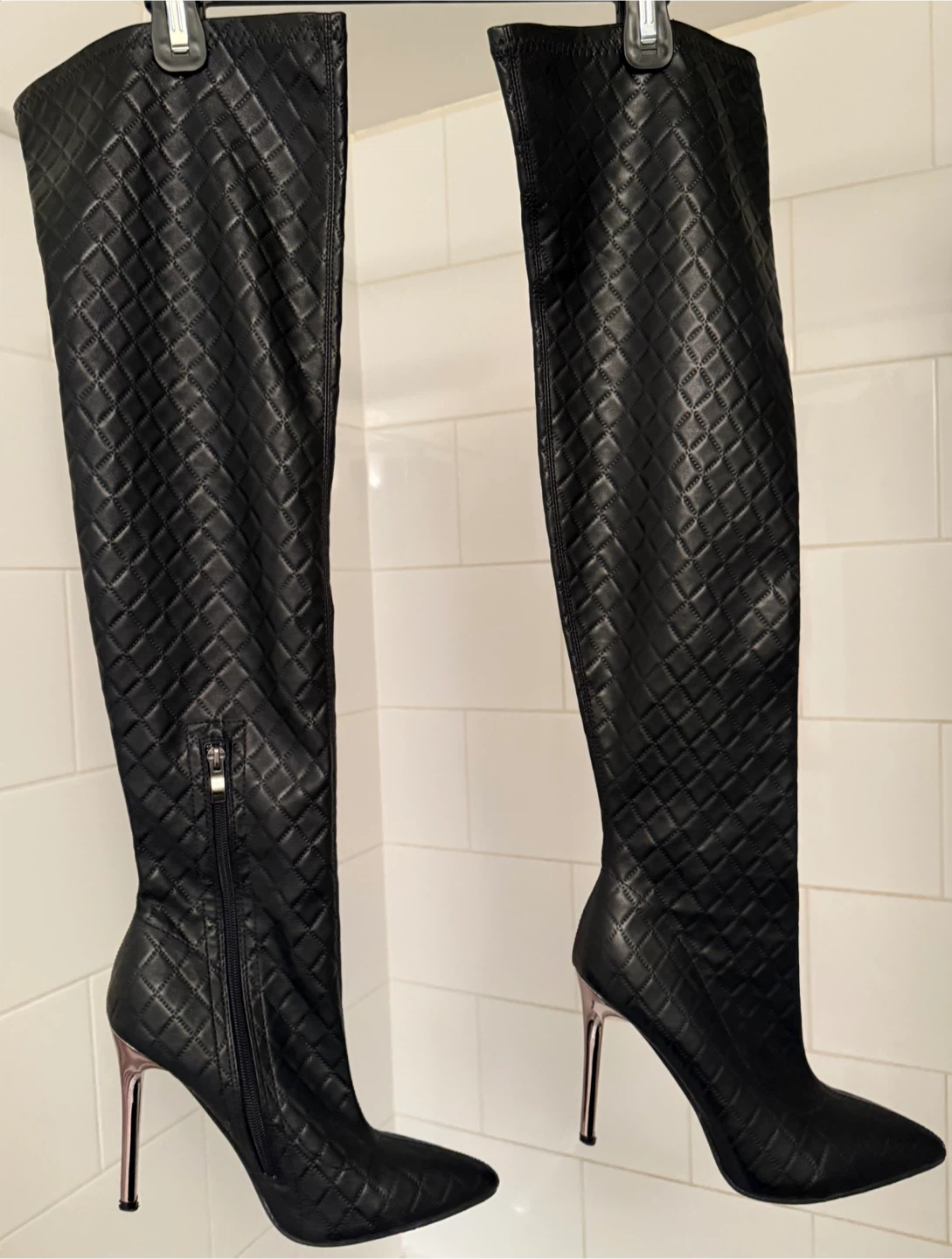 Black Thigh High Heel Boots - photo 2