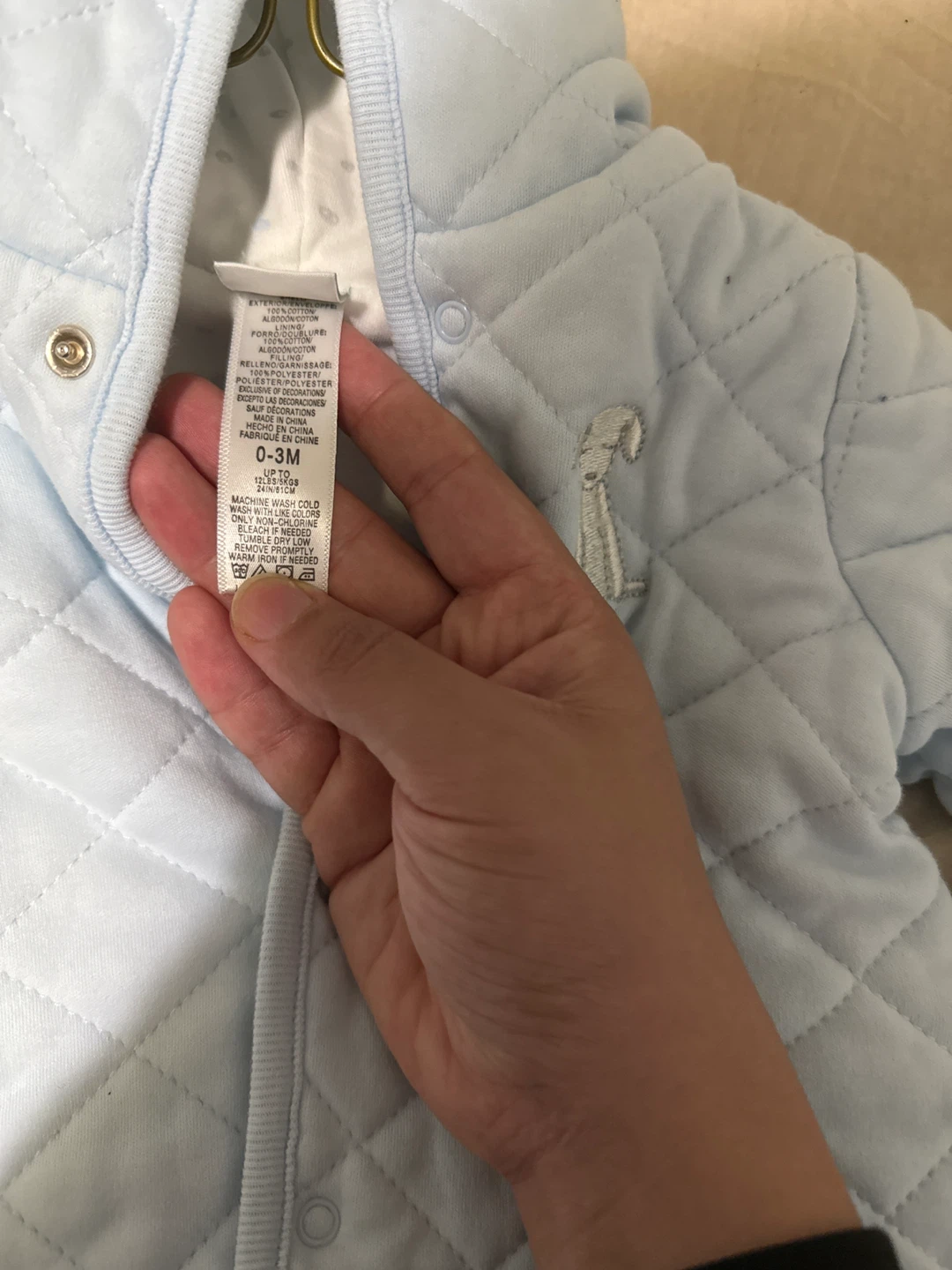 Ralph Lauren Baby Blue Quilted Pram Suit 0-3M - photo 2