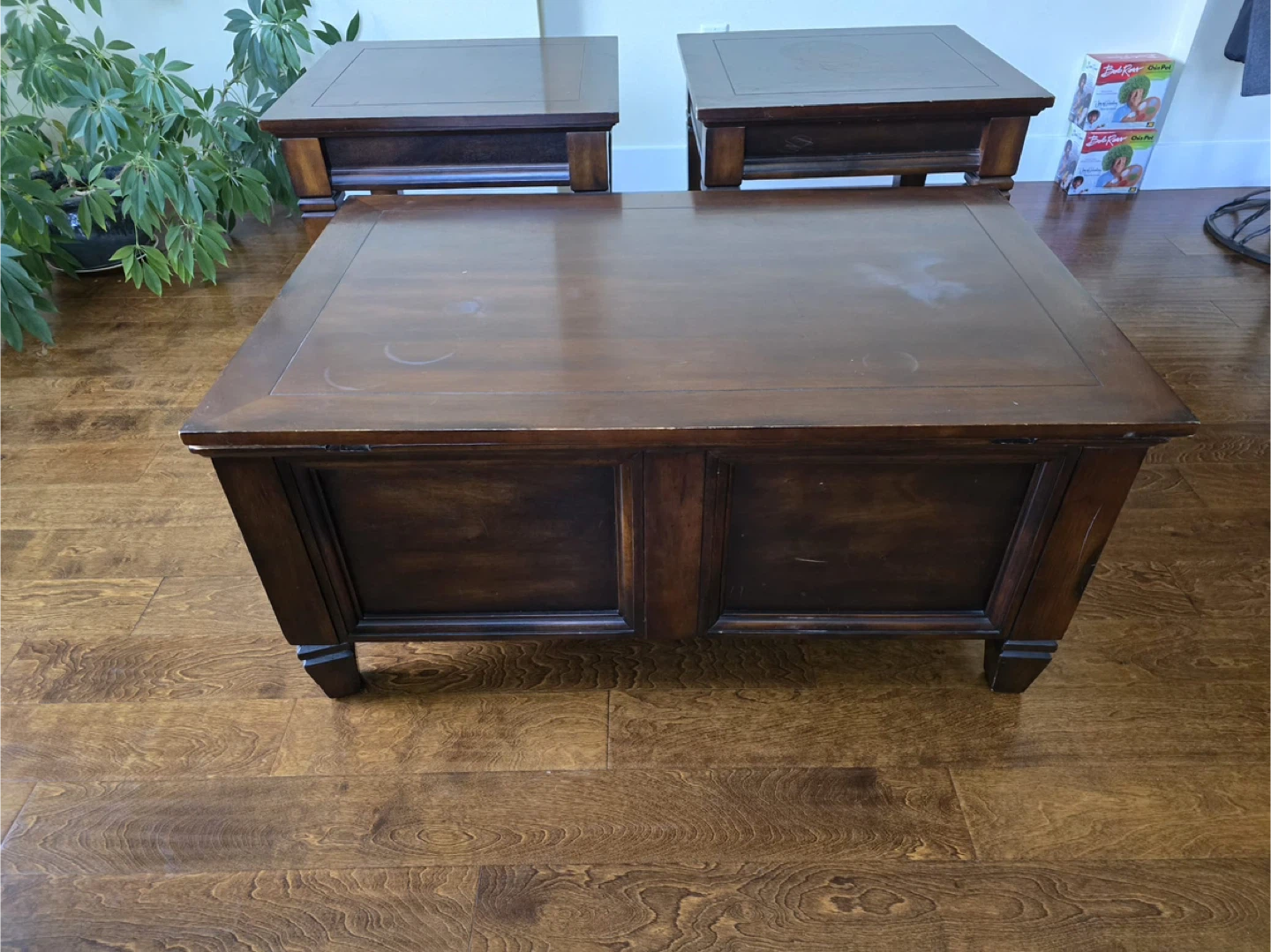 Wood Coffee Table and 2 End Tables