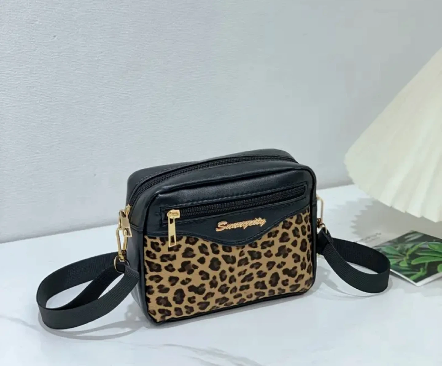 New! Black Leopard Print Crossbody Bag - photo 2