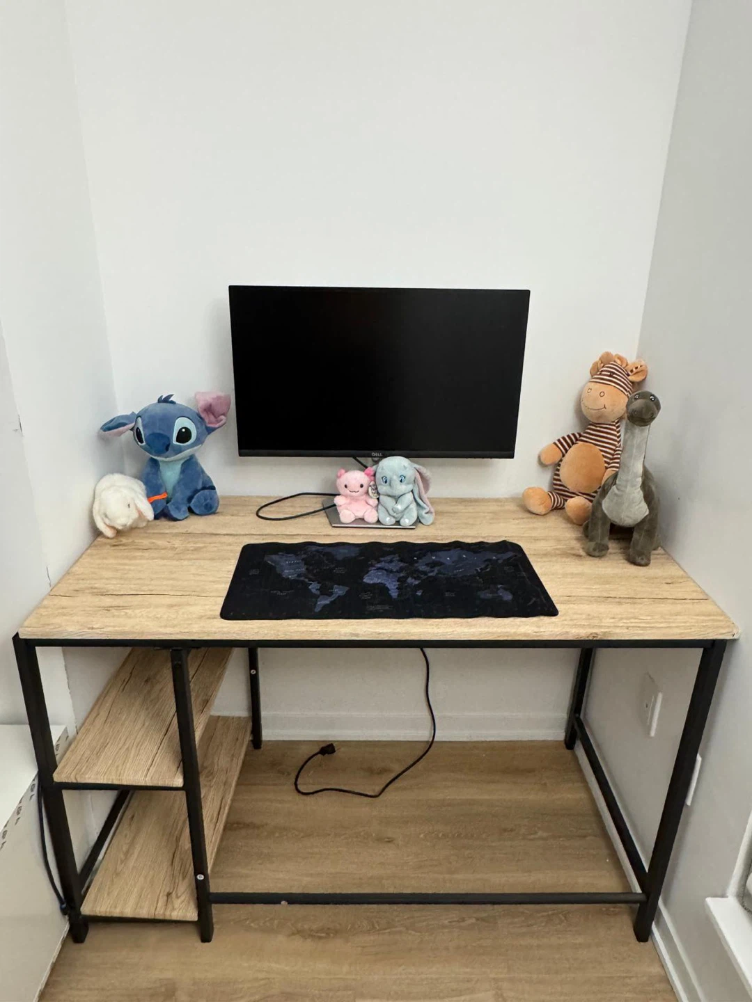 Wood and Black Metal Desk