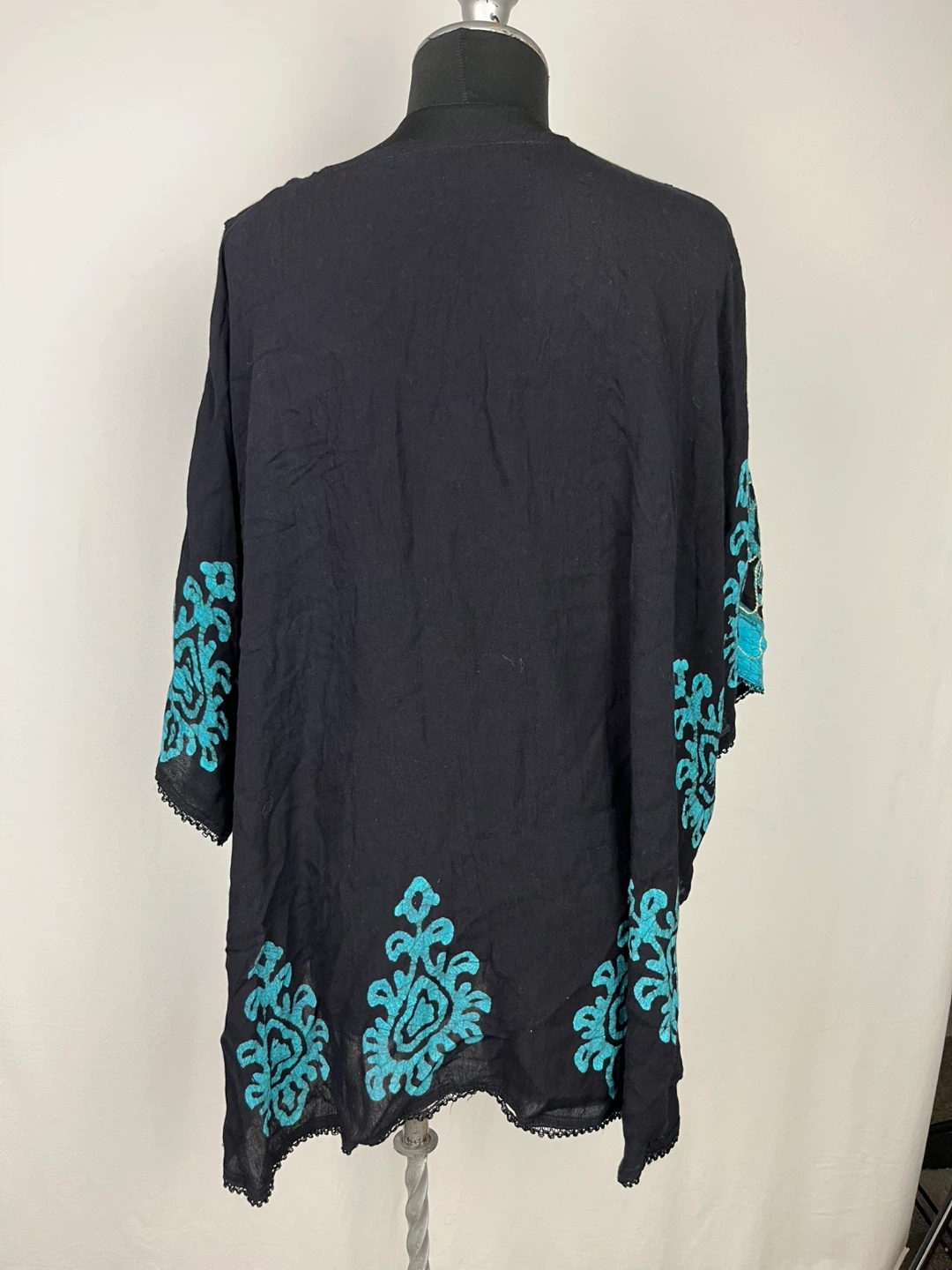 Boho Black & Turquoise Tunic Top Size M/L - photo 2