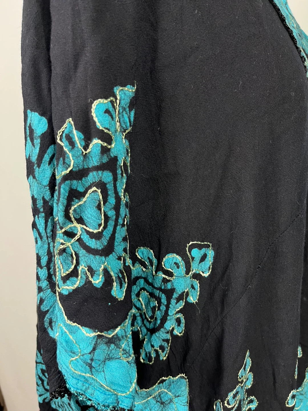 Boho Black & Turquoise Tunic Top Size M/L - photo 3