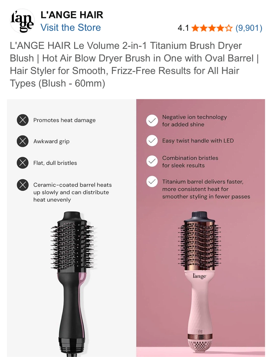 L'ANGE HAIR Le Volume 2-in-1 Titanium Brush Dryer - photo 4
