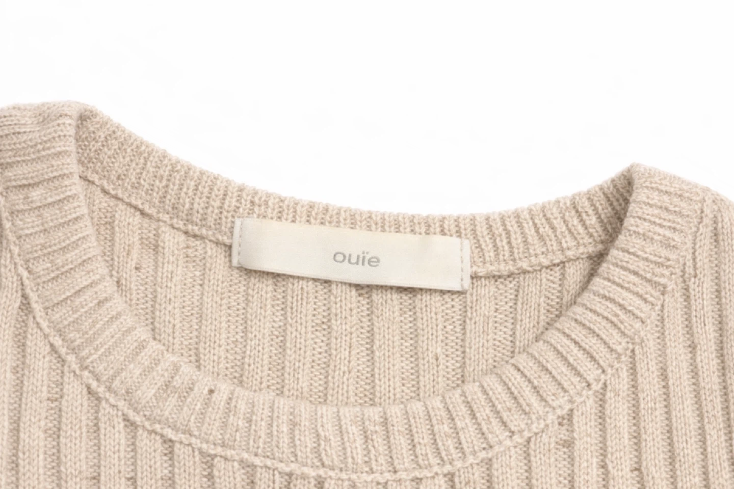 ouié Ribbed Knit Top – Beige (Size S) - photo 2