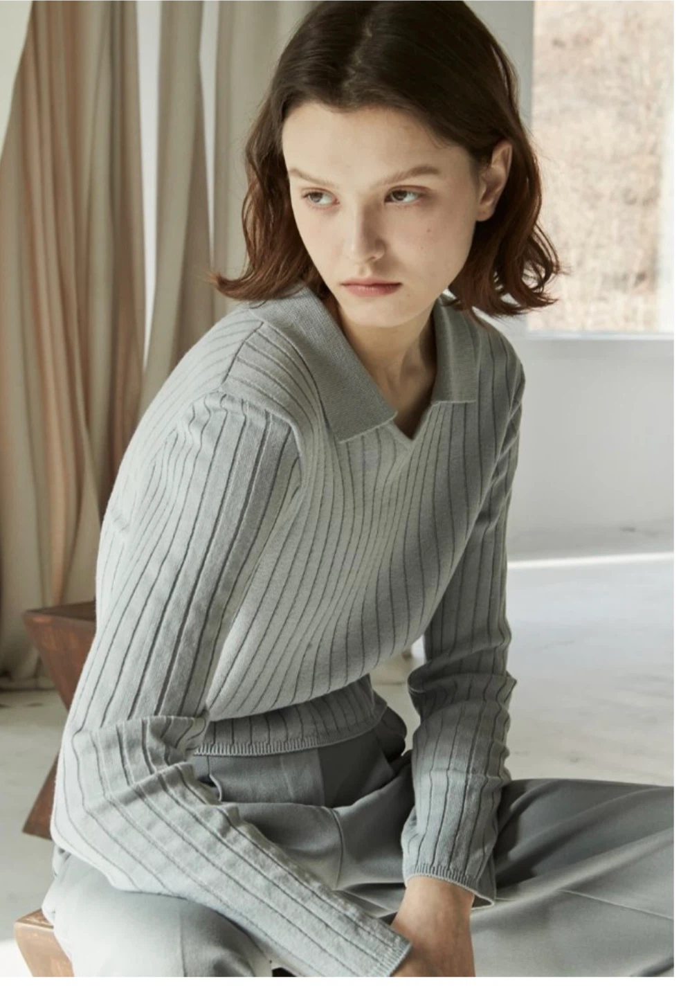 ouié Ribbed Knit Top – Cream - photo 3