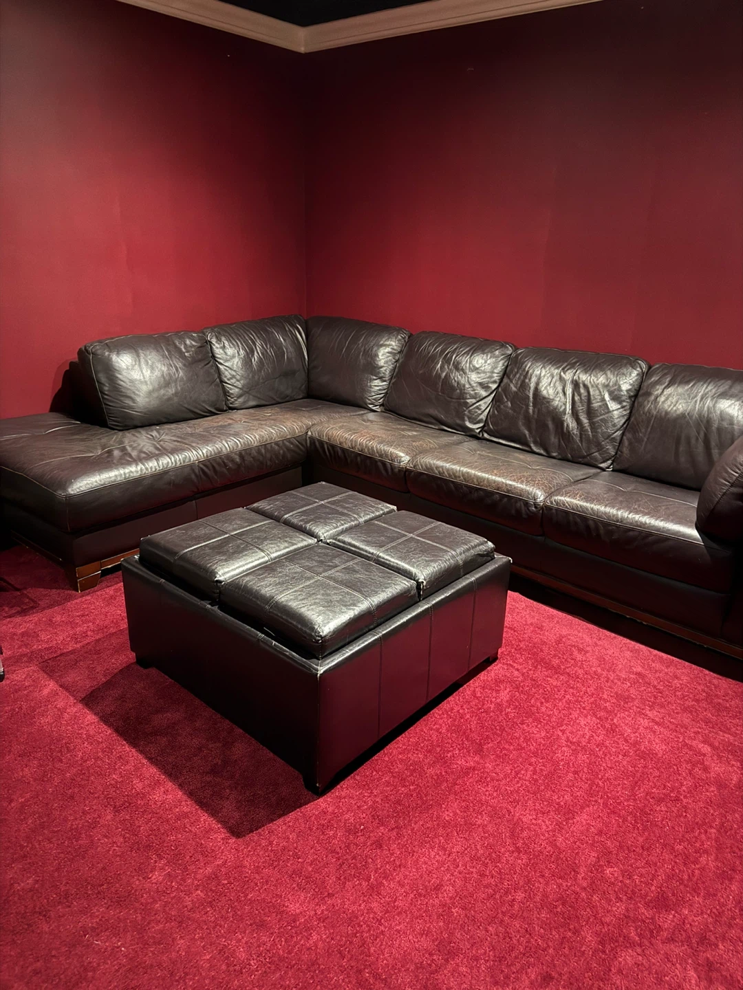 Leather Sectional Sofa & Ottoman