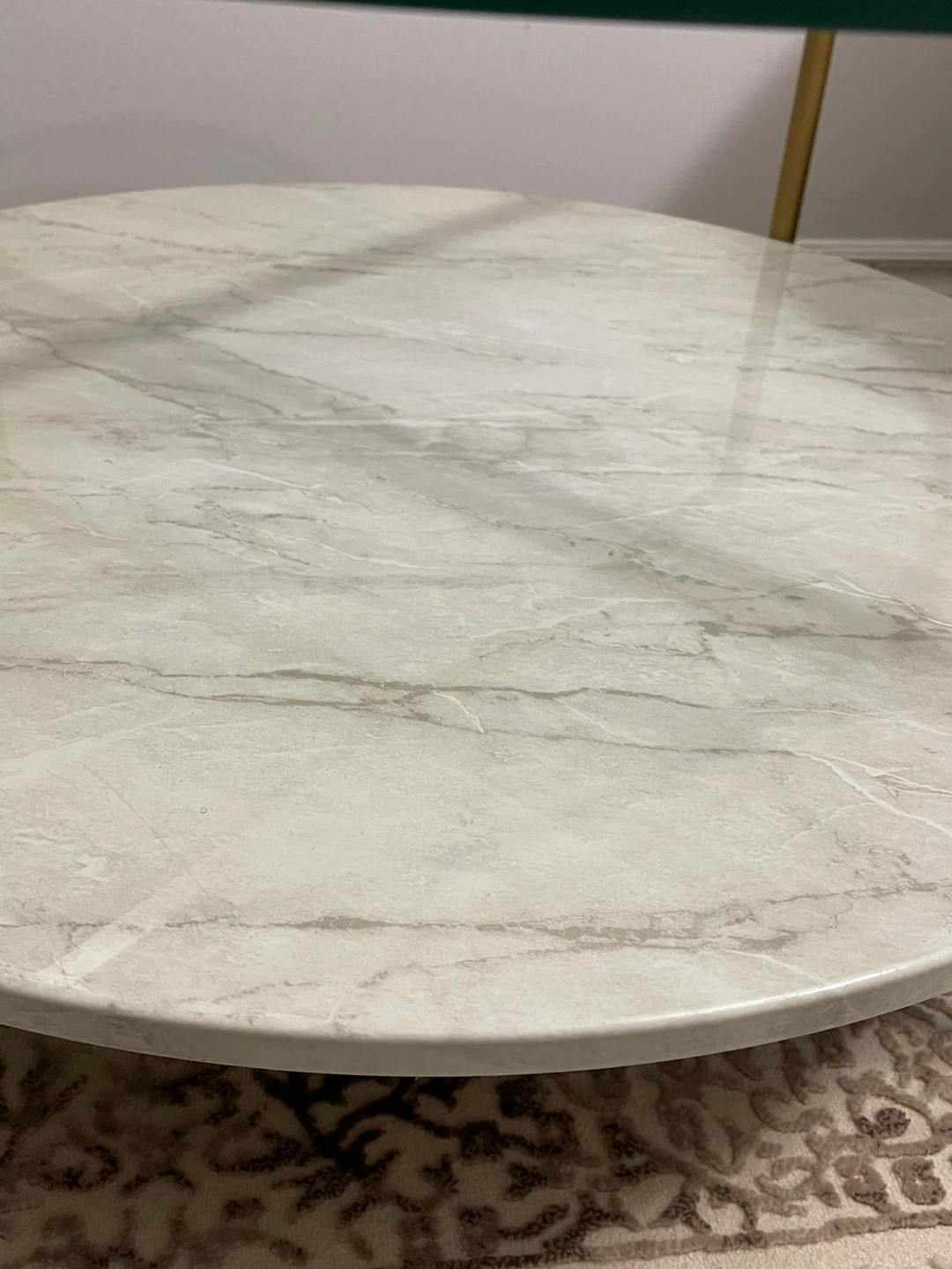 Round Glass Coffee Table with Marble Shelf - photo 4