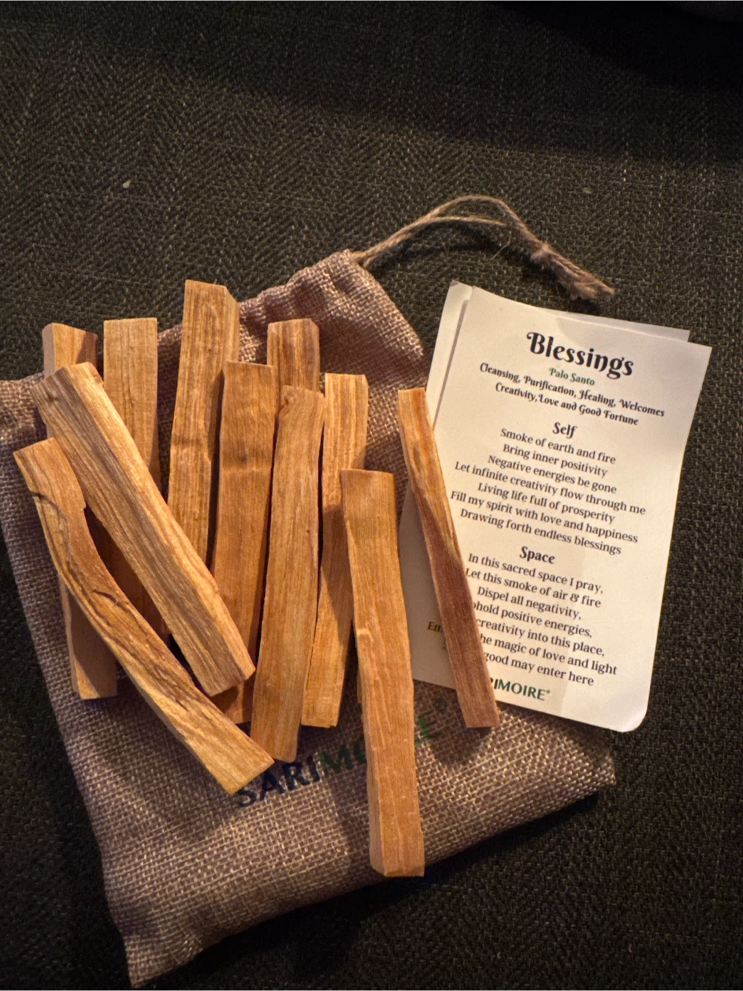 Palo Santo Sticks with Blessings Card
