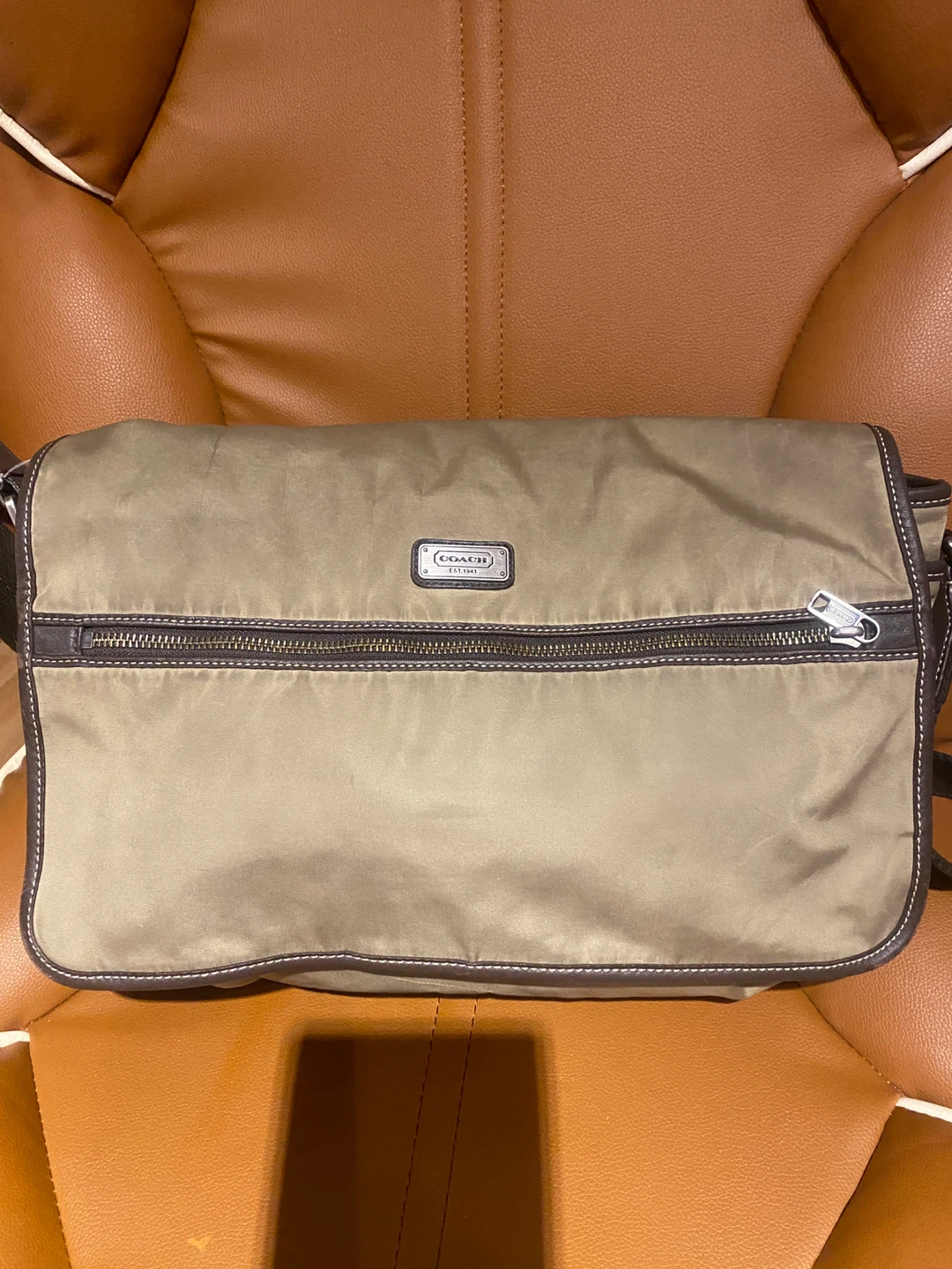 Coach nylon messenger bag with leather trim