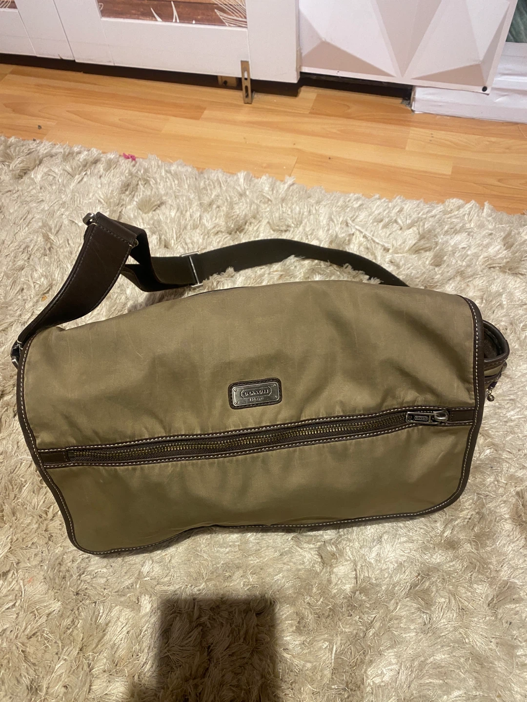 Coach nylon messenger bag with leather trim - photo 3
