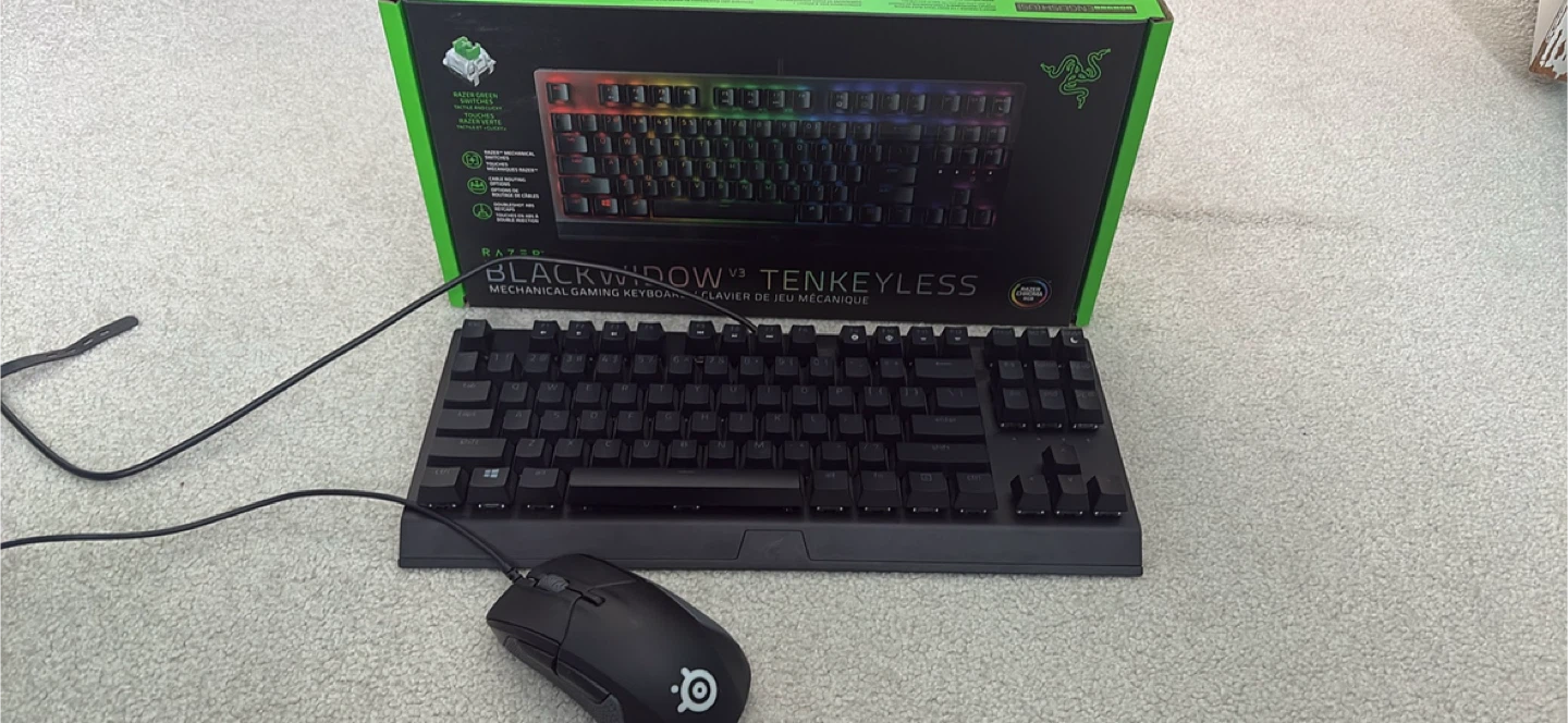 Razer Blackwidow V3 Tenkeyless Keyboard and Steelseries Mouse
