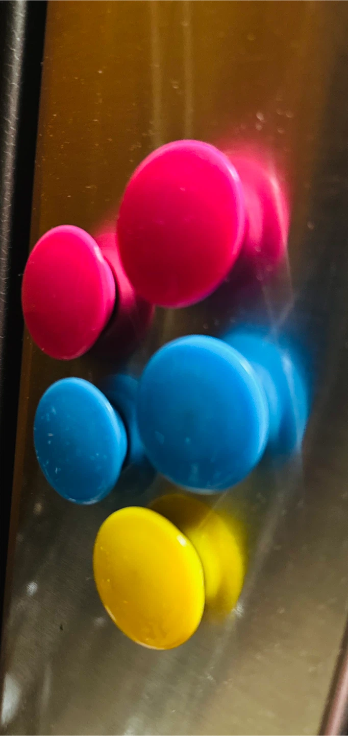 Colorful Round Magnets - Pink, Blue, Yellow - photo 2