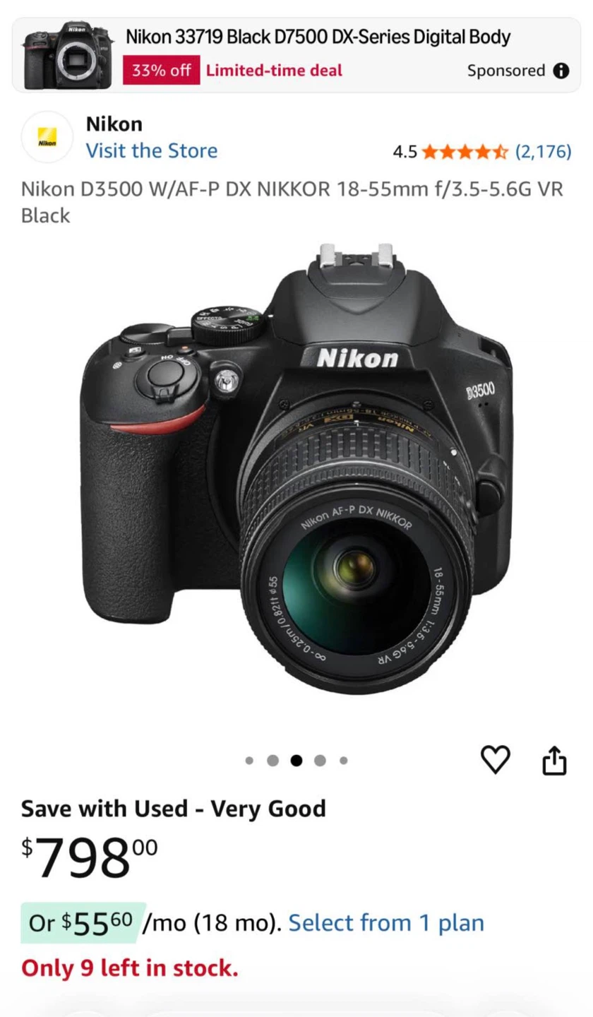 Nikon D3500 w/AF-P DX NIKKOR 18-55mm f/3.5-5.6G VR Black - photo 3