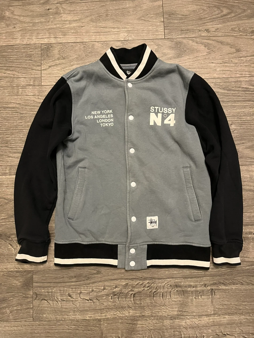 Stussy N4 Varsity Jacket - Grey & Black - photo 2