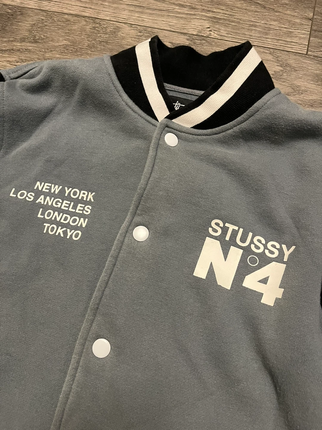 Stussy N4 Varsity Jacket - Grey & Black - photo 4