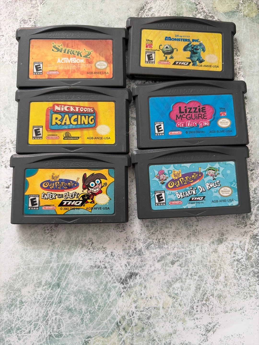 Gameboy Advance Games: Shrek 2, Monsters Inc, Nicktoons Racing