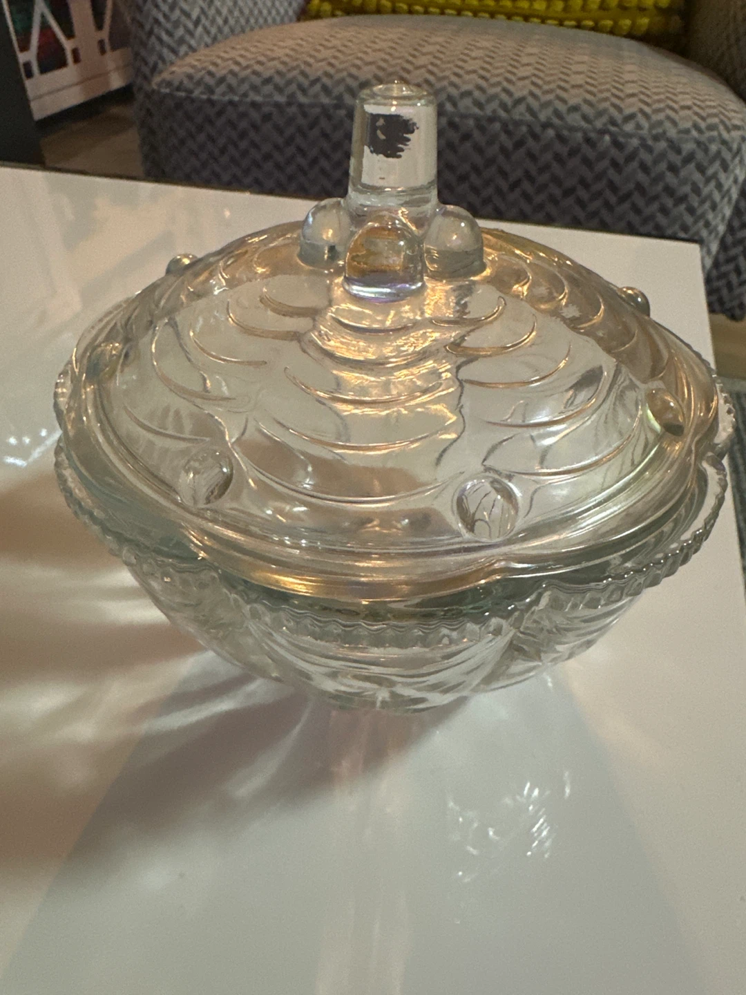 Vintage Clear Glass Candy Dish with Lid