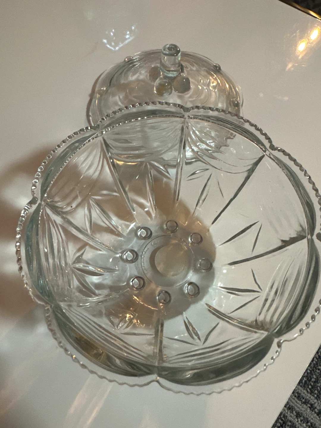 Vintage Clear Glass Candy Dish with Lid - photo 2