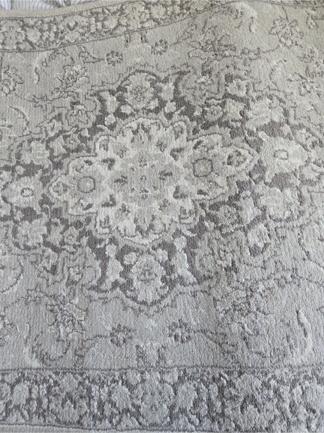 Grey patterned rug $35