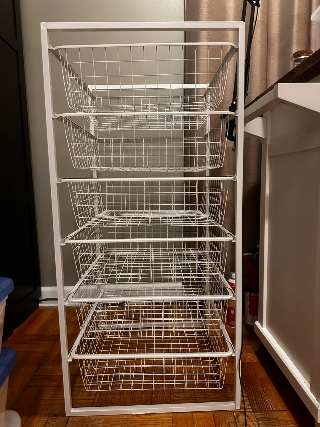 White Wire Basket Storage Rack