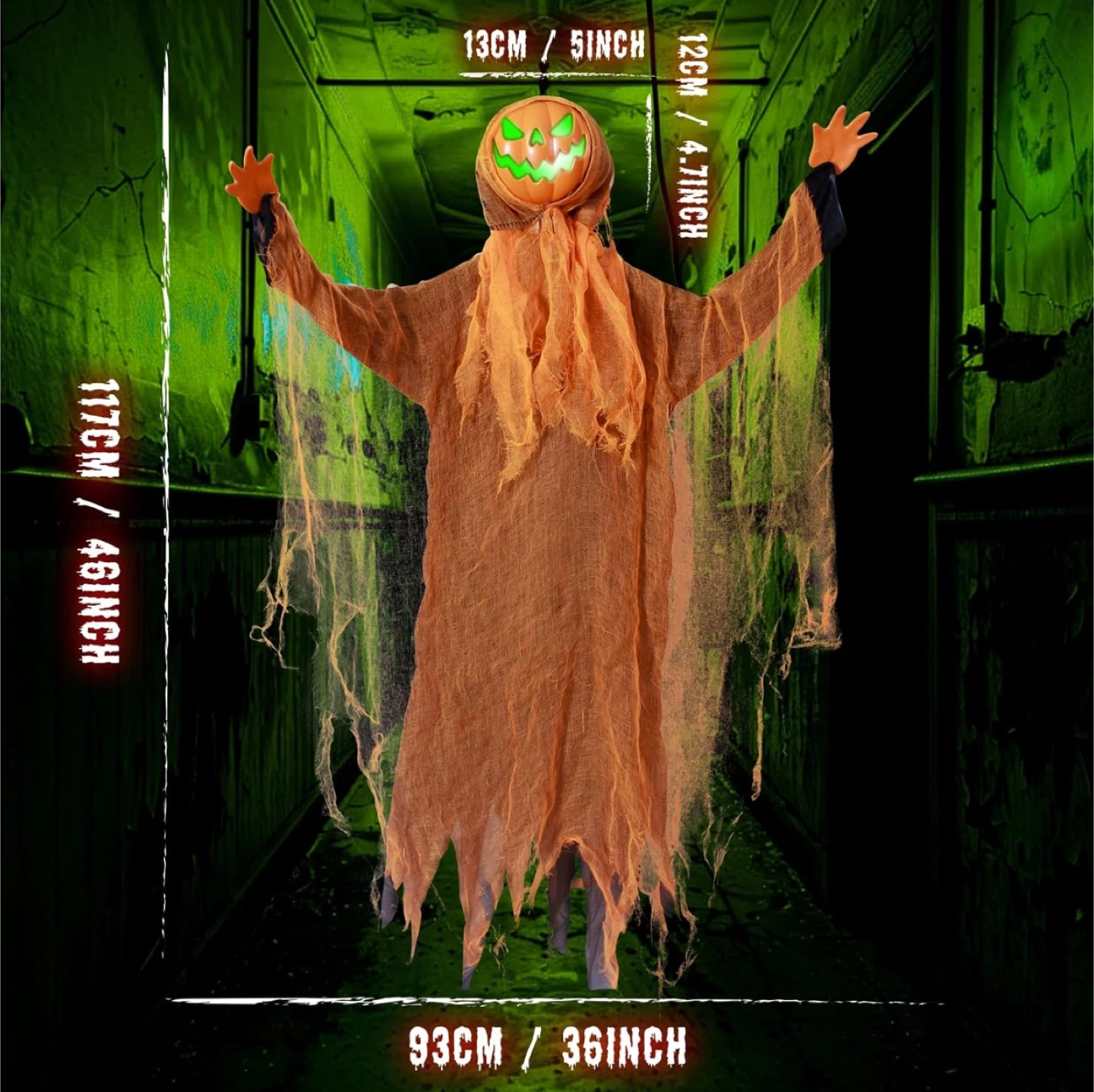 43" Hanging Ghost Pumpkin - Halloween Decor - New - photo 3
