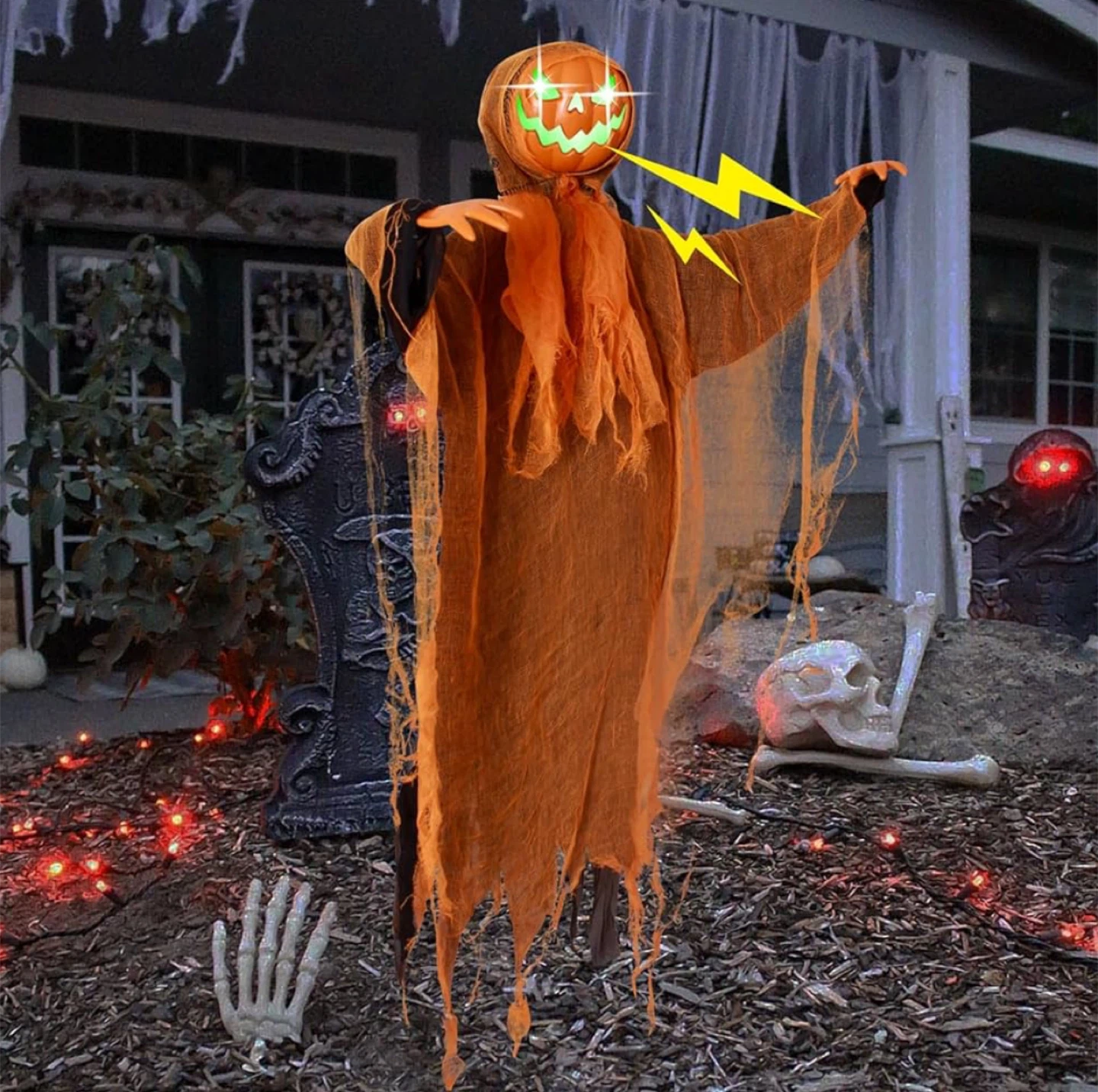 43" Hanging Ghost Pumpkin - Halloween Decor - New