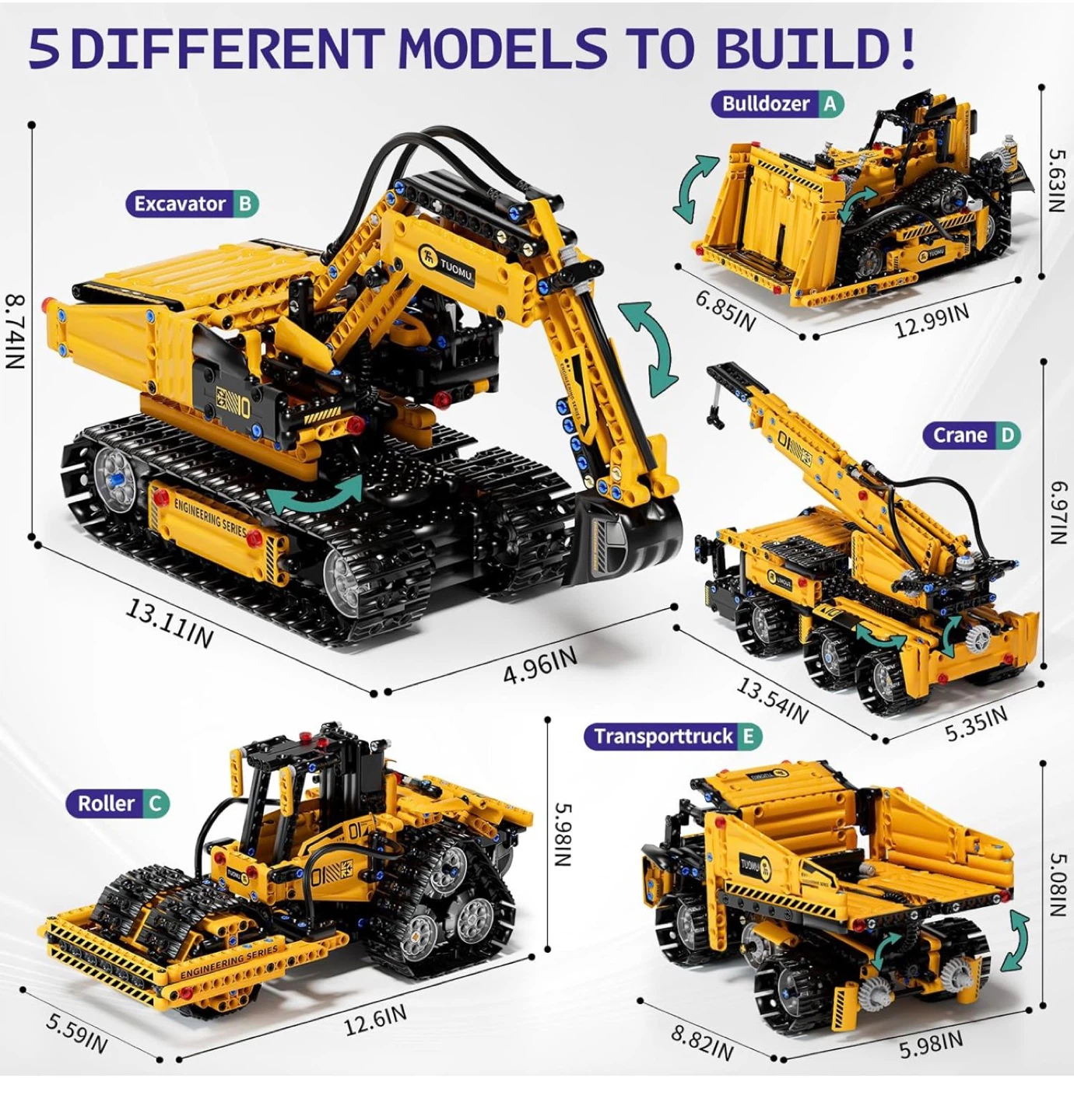 TUOMU 5 in 1 STEM Truck Building Toy Set - photo 3