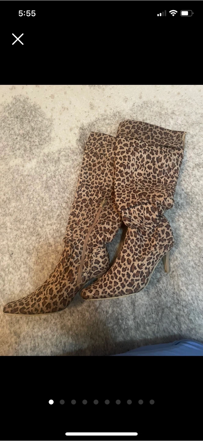 Leopard Print Knee High Boots