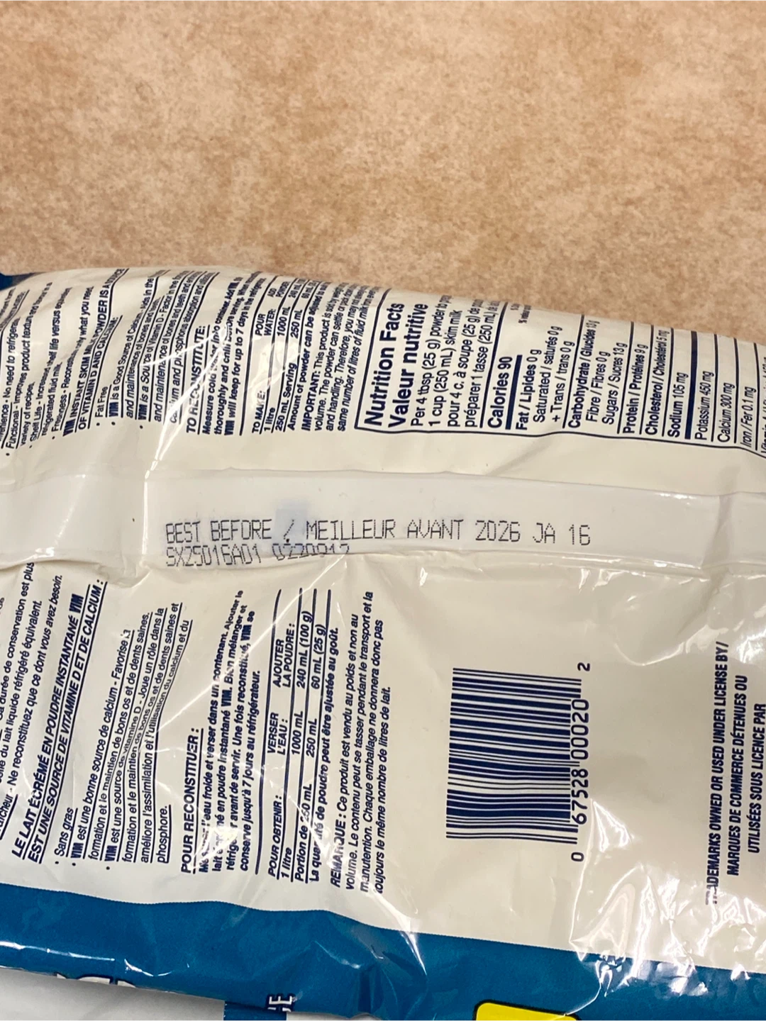 VIM Instant Skim Milk Powder - Exp Jan 2026 - photo 3