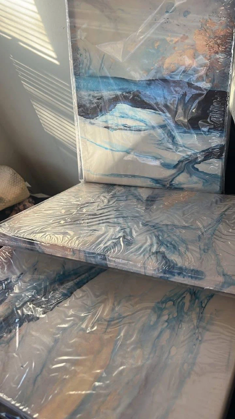 Abstract Blue & White Canvas Wall Art - New