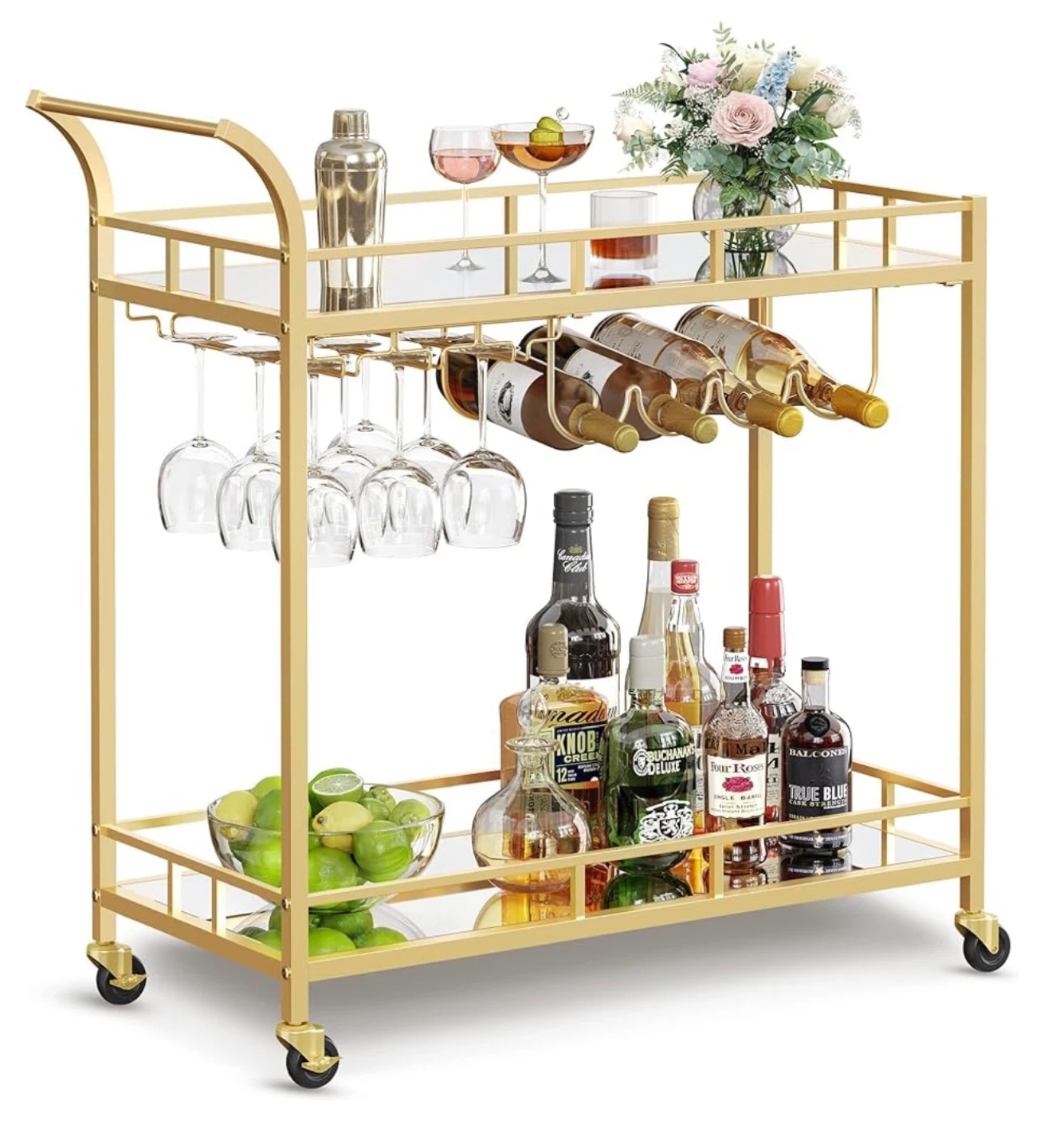 Gold Bar Cart with Wine Rack - photo 2