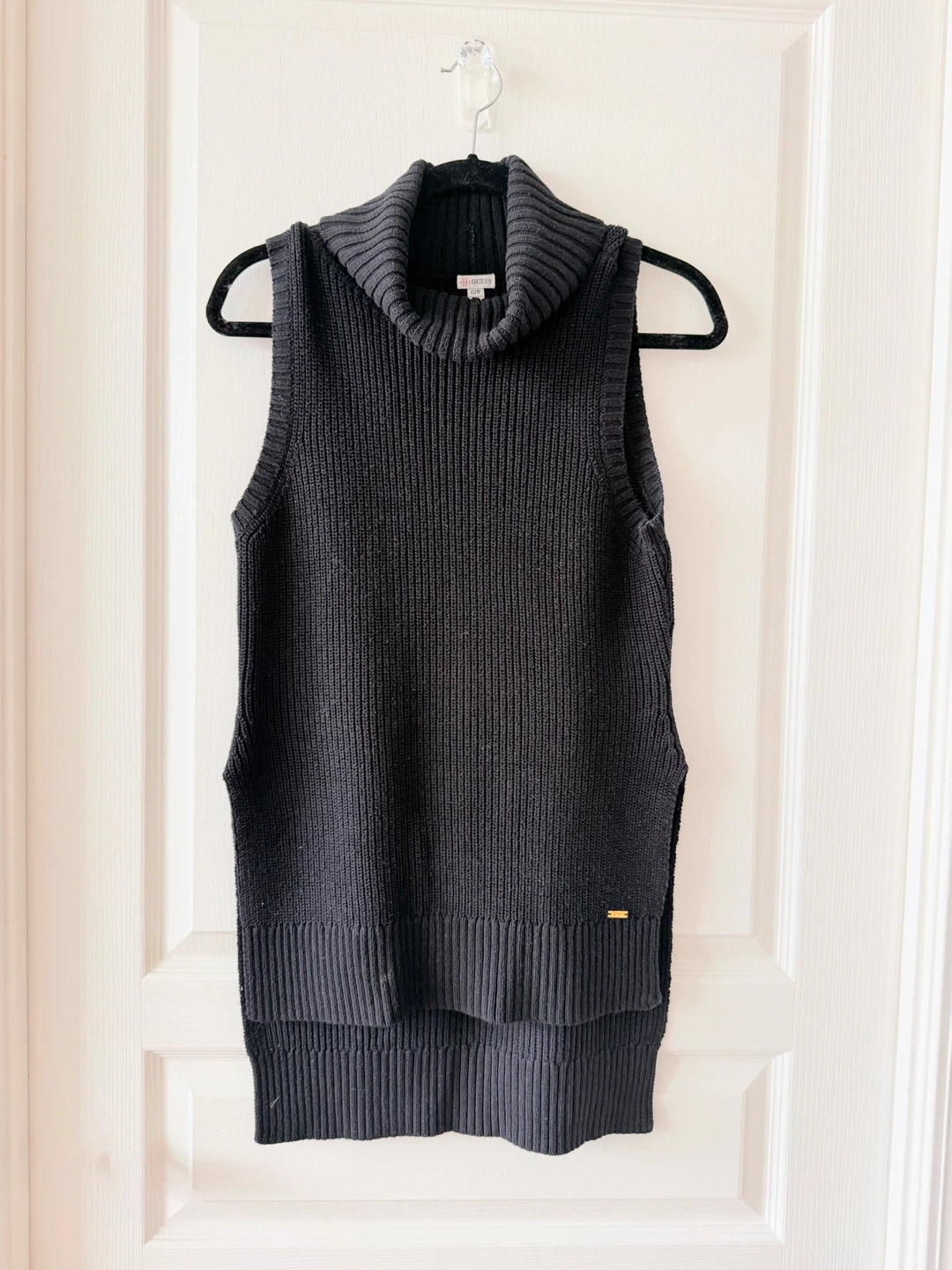 Guess Black Sleeveless Turtleneck Sweater