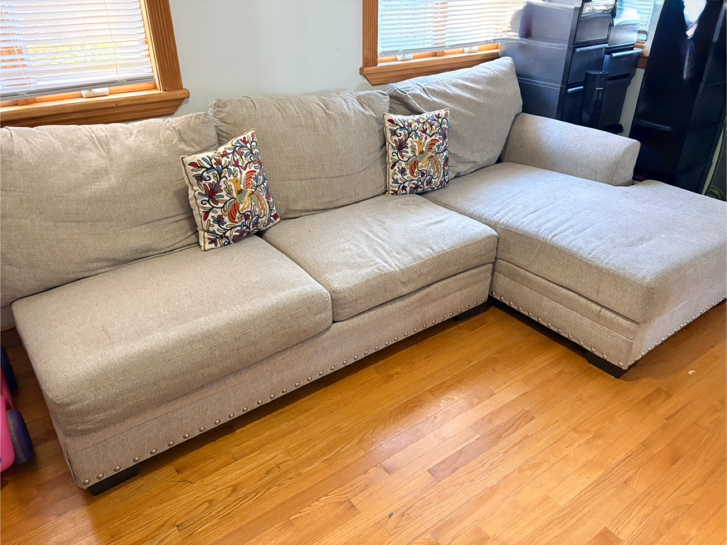 Beige Sectional Sofa with Pull-Out Bed - photo 2