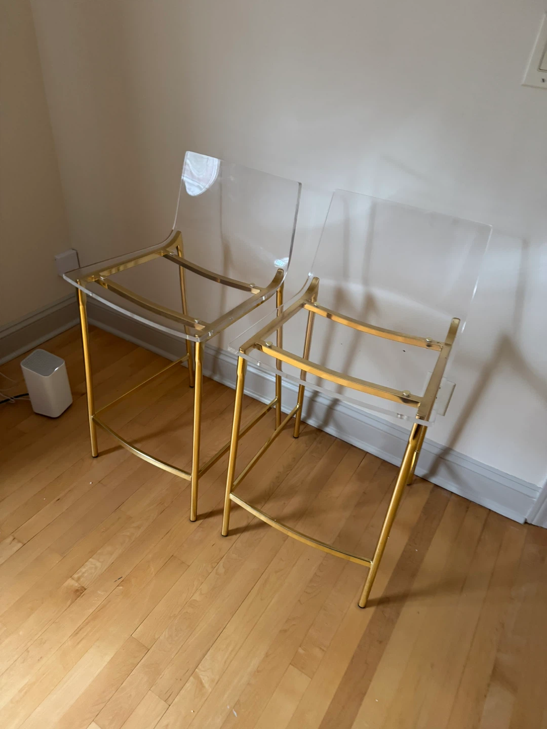 Acrylic and Gold Bar Stools - Set of 2