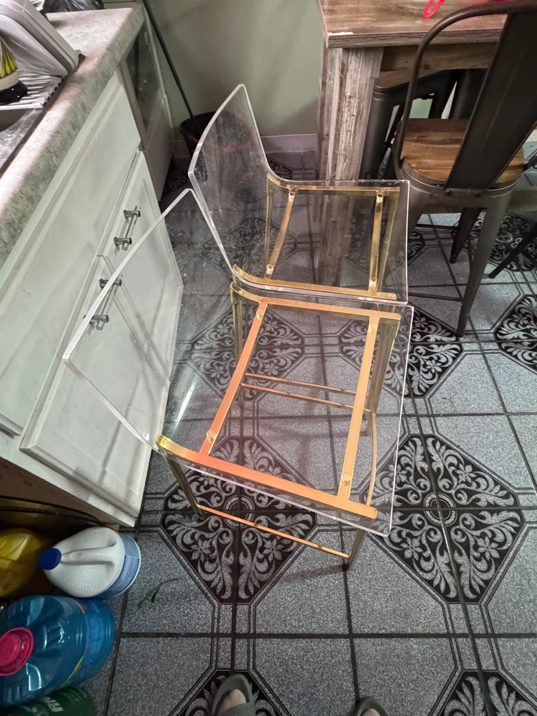 Acrylic and Gold Bar Stools - Set of 2 - photo 2