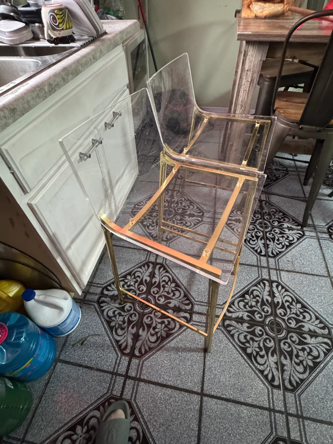 Acrylic and Gold Bar Stools - Set of 2 - photo 3