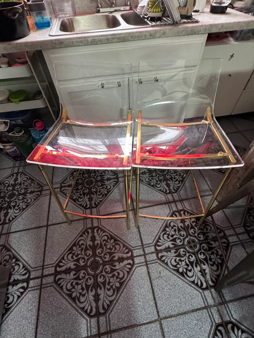 Acrylic and Gold Bar Stools - Set of 2 - photo 4