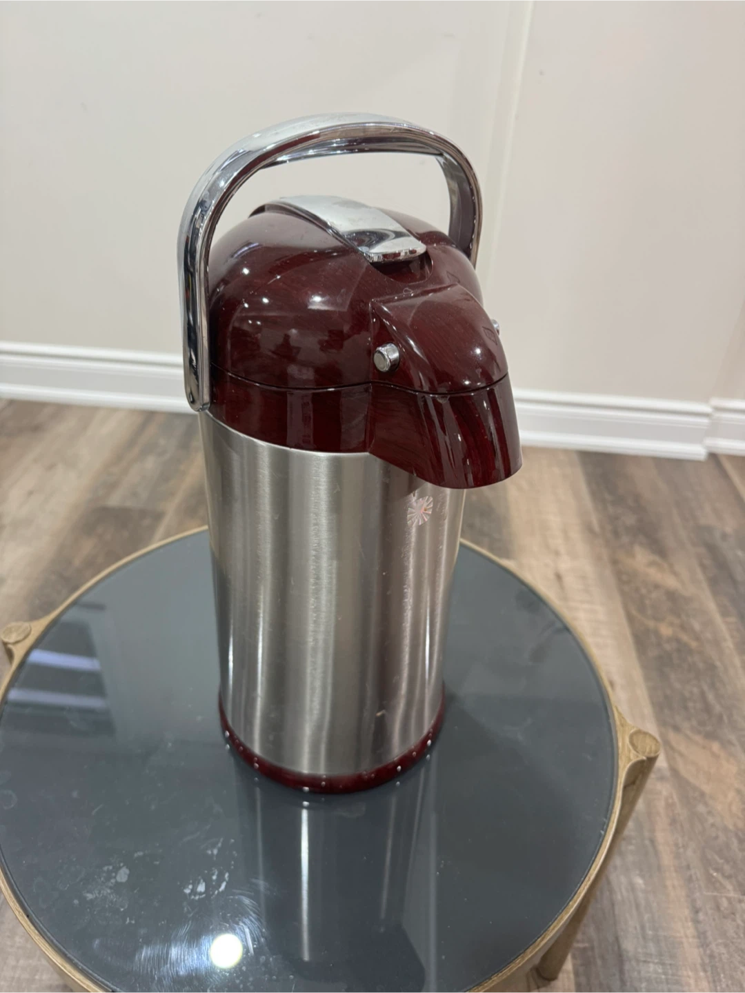 Vintage Burgundy & Stainless Steel Thermal Dispenser
