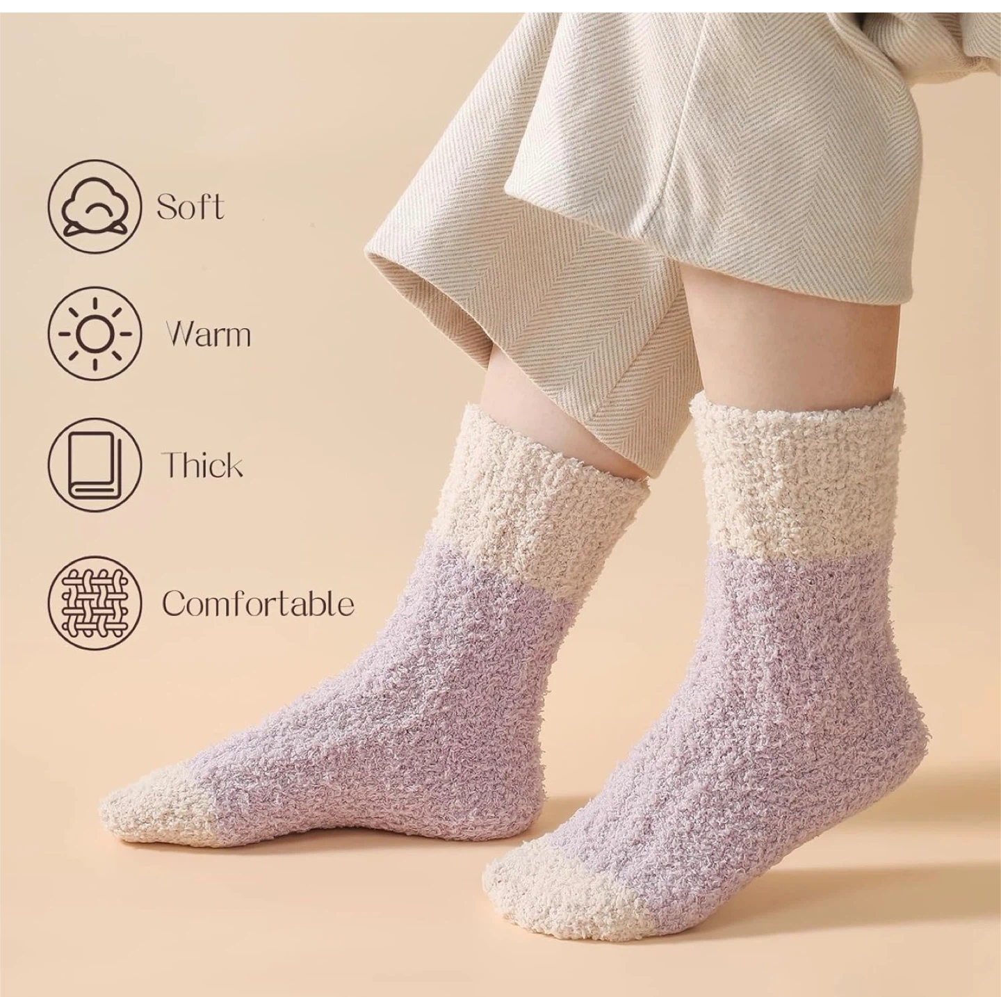 Fuzzy Socks - Size 6-10 - 5 Pairs - photo 2