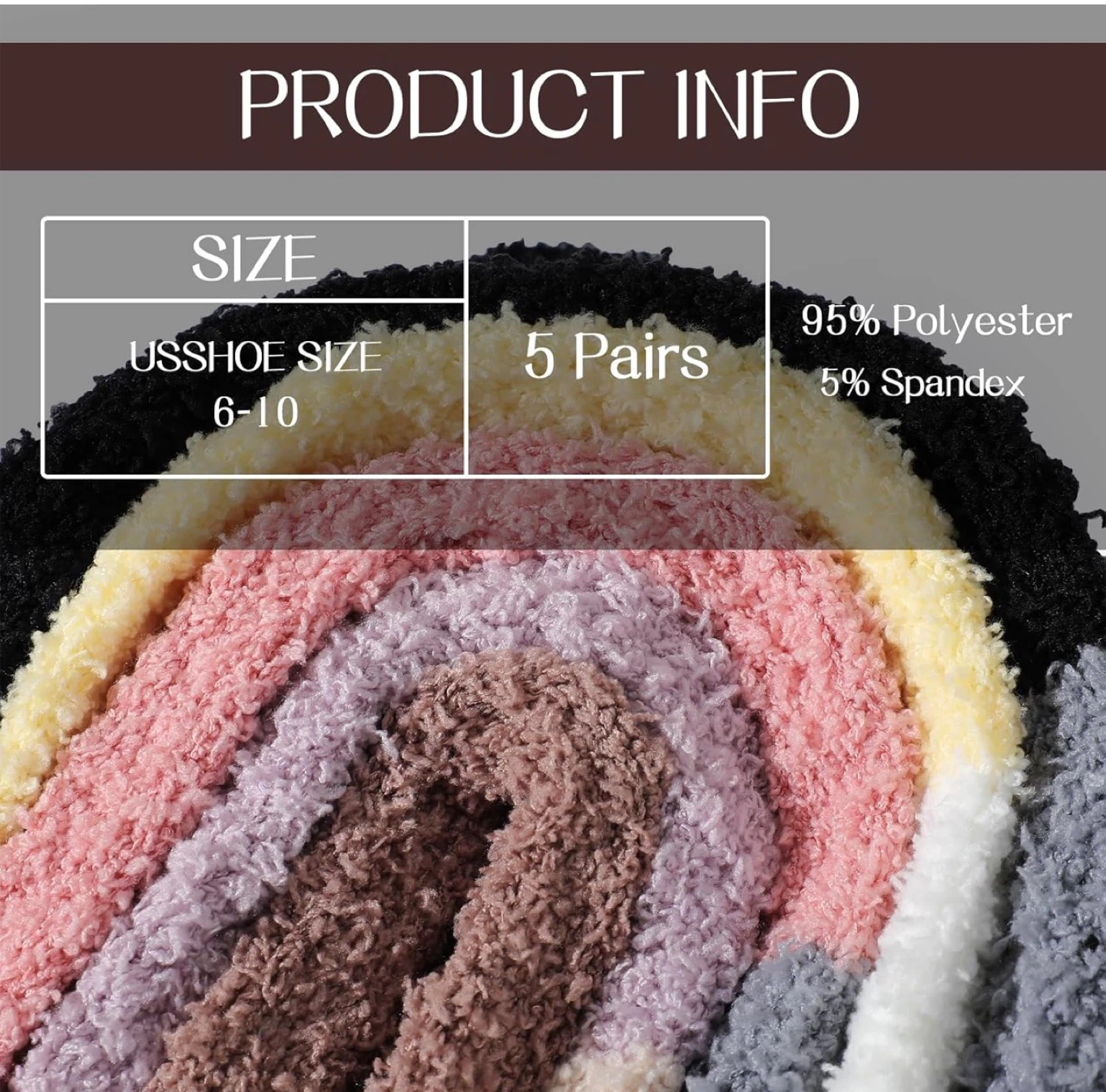 Fuzzy Socks - Size 6-10 - 5 Pairs - photo 3