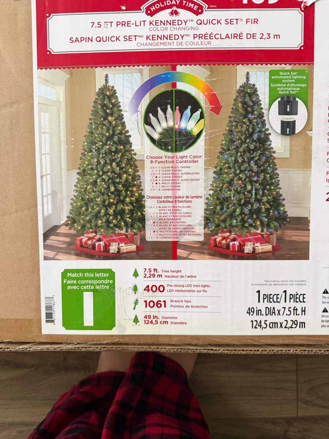 Holiday Time 7.5 ft Pre-Lit Kennedy Quick Set Fir
