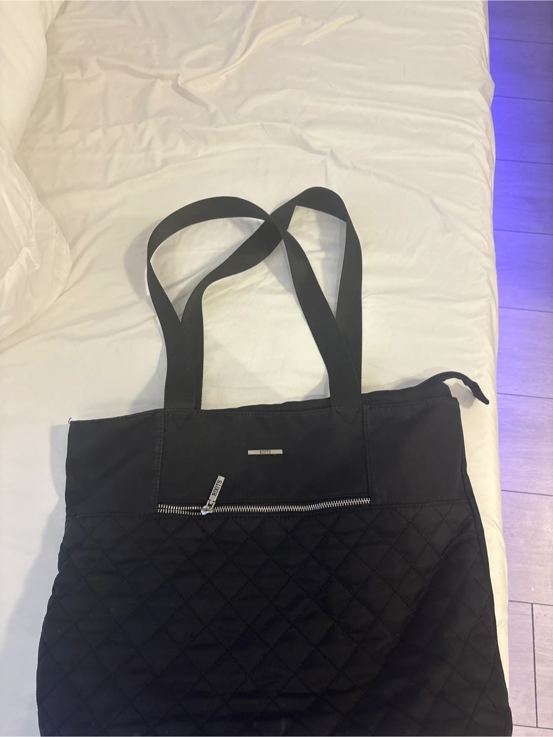 Roots Black Quilted Tote Bag
