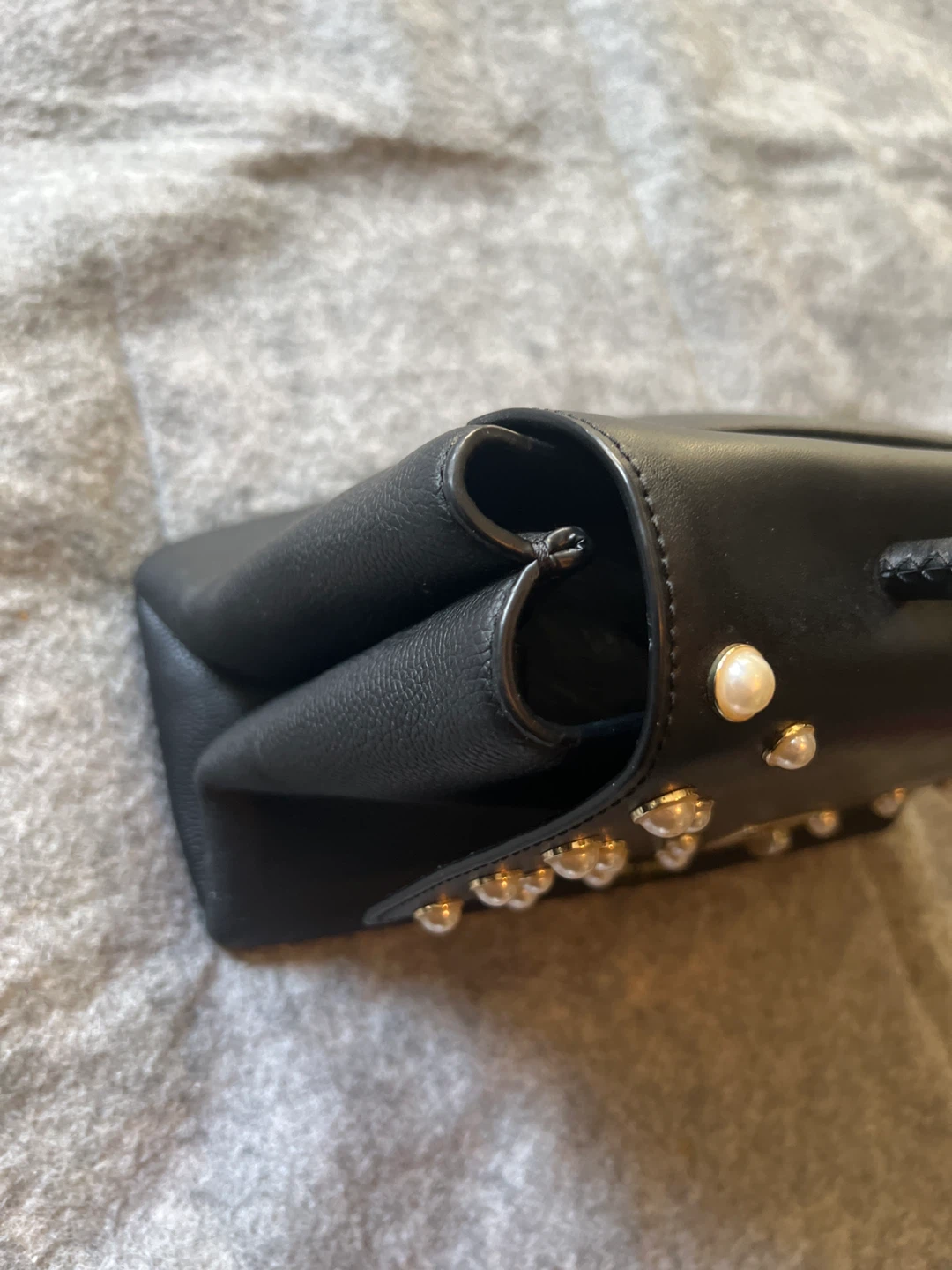 Kate Spade Black Leather Pearl Embellished Handbag - photo 2