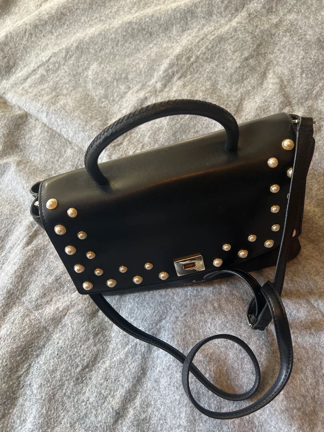 Kate Spade Black Leather Pearl Embellished Handbag - photo 4