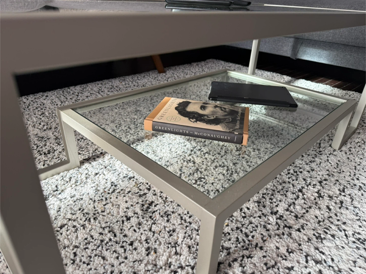 Glass Top Coffee Table with Shelf - photo 5