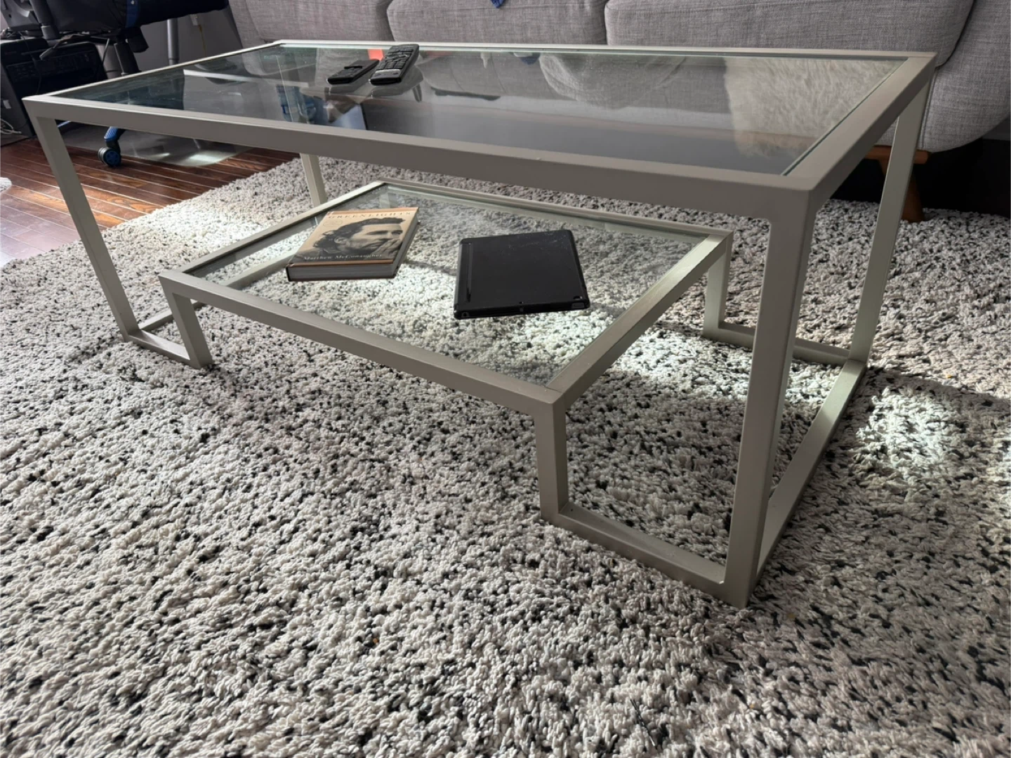 Glass Top Coffee Table with Shelf - photo 4